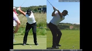 Jon Rahm golf swing  Long Iron faceon amp downtheline July 2017 [upl. by Oiretule]