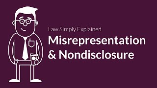 Misrepresentation and Nondisclosure  Contracts  Defenses amp Excuses [upl. by Lyrrehs683]