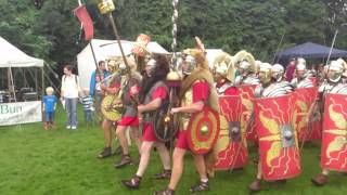 Roman Reenactment at the Amphitheatre in Caerleon Marching In [upl. by Annnora]