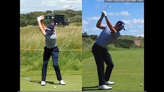 Justin Thomas golf swing  Long Iron faceon amp downtheline July 2017 [upl. by Cyrie]