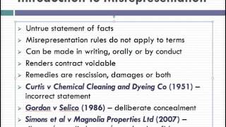 Misrepresentation Lecture 1 of 4 [upl. by Duntson]